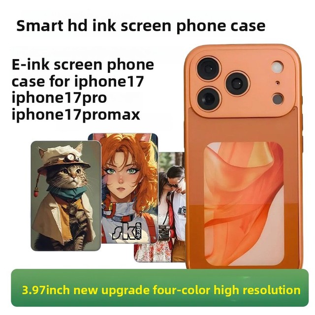 Wholesale LED Smart E-Ink Display Phone Case with Mirror Surface Ins Style Design DIY for for 17/17 Pro/17 Pro Max NFC