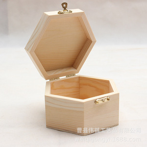 Caja Hexagonal de Madera de Paulownia para Almacenamiento de Joyas, con Cierre Dorado, Forma Cuadrada, para Regalo - Product Image 4