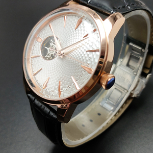 Orologio Meccanico Automatico di Lusso <span class=keywords><strong>Seiko</strong></span> con Design Scheletrato in Occhio di Tigre e Oro Rosa, Stile Business in Acciaio Inossidabile, NH38 3BAR 20mm - Product Image 1