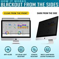 Protection d'écran en PET pour ordinateur portable - 14''/27''/24'' - Anti-regard indiscret, anti-reflet, anti-lumière bleue, dureté 4H, noir clair, qualité AAA