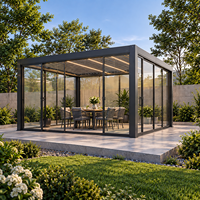 Pergola bioclimatique en aluminium motorisée à toit à lames orientables pour zones de repos des centres commerciaux