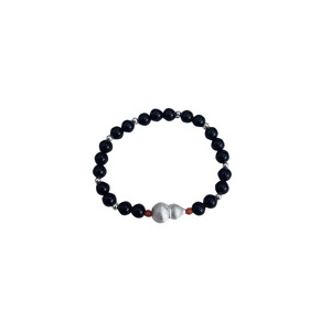S925 Sterling <b>Silver</b> Black Agate <b>Beaded</b> Bracelet With Gourd Charm For Women Everyday Wear Simple Round Design Trendy Jewelry - Product Image 5