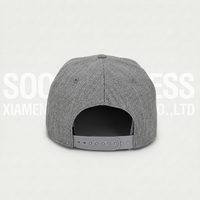 Topi Snapback Wol Abu-abu Soochic Bordir Logo Kustom 6 Panel Pinggiran Persegi Terstruktur Gesper Plastik Topi Olahraga Hip Hop Unisex