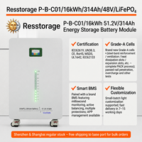 Batterie LiFePO4 48V 314Ah 16.08kWh avec BMS intelligent, équilibreur actif, écran LCD 3.5 pouces, CAN, RS485, RS232 pour système solaire domestique