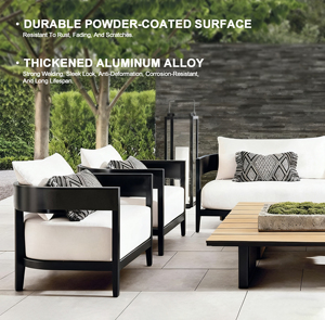All Aluminum 4 <strong>Seater</strong> Outdoor Sofa Set Black Waterproof Weather Resistant Modern Patio <strong>Garden</strong> <strong>Furniture</strong> - Product Image 6