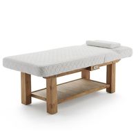 Table de massage électrique à 2 moteurs, hauteur réglable, en cuir PU, avec structure en bois, pour salon de beauté et physiothérapie