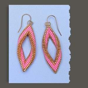 Luxury Ethnic Namayo Hand Beaded <b>Drop</b> <b>Earrings</b> Geometric Design 304 Stainless Steel 24k <b>Gold</b> Plated Lightweight Daily Wear - Product Image 2