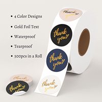 Étiquettes d'emballage dorées en rouleau rond de 1,5 pouce - Papier kraft auto-adhésif avec logo personnalisé - Vente en gros directe d'usine, faible MOQ