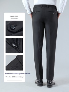 2023 vente en gros hommes mode robe <span class=keywords><strong>costume</strong></span> décontracté droit vers le bas <span class=keywords><strong>bleu</strong></span> <span class=keywords><strong>marine</strong></span> noir recadrée haute qualité pantalons d'affaires - Product Image 4