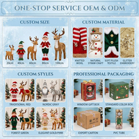 Coffret Cadeau de Noël Blanc et Rouge Entièrement Peint avec Motif Bonhomme de Neige et Renne Sous l'Arbre de Noël, Ornements de Boîte Cadeau