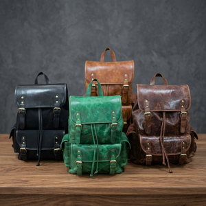 Handmade Genuine <b>Leather</b> Laptop Briefcase Eco-Friendly Durable Waterproof Shockproof Convertible Shoulder Large Capacity - Product Image 1