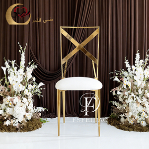 Gold Mesh Back <b>Stackable</b> Modern <b>Dining</b> Luxury Throne <b>Chairs</b> with Stainless Steel Frame for Home Furniture Events Wedding Party - Product Image 1