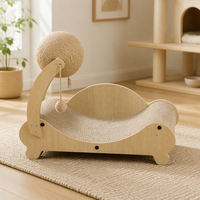 Arbre à chat moderne et léger (1,5 kg) en carton écologique, design lit de repos incurvé, matériaux en sisal, papier ondulé et bois