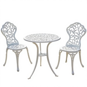 Ensemble de bistro, table 2 chaises, métal, décoration de jardin, bronze/blanc, ensemble de meubles d'extérieur - Product Image 1