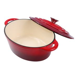 가정용 주방 타원형 캐서롤 레드 논스틱 요리 냄비 해산물 스튜 냄비 컬러드 에나멜 주철 더치 오븐 - Product Image 5