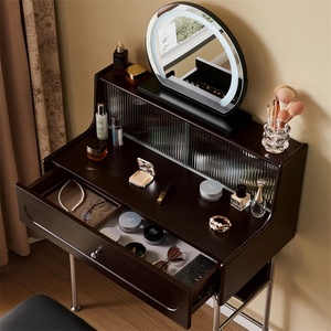 129005 Quanu gros meubles de chambre couleur noire français rétro coiffeuse vintage coiffeuse maquillage table avec miroir - Product Image 1
