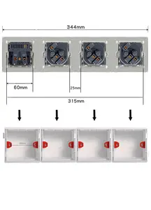 Quadruple German EU Standard 16A Electrical Light Multi Plug USB Wall Power Sockets Crystal Glass Panel 250V Rated Voltage 2