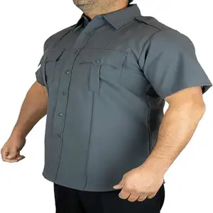 Chemise de sécurité uniforme à manches courtes en polyester pour homme