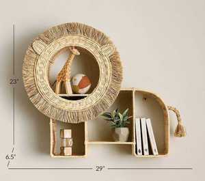 Estante de Pared de Ratán Estilo Boho con Forma de León, Decoración Artesanal para Cuarto de Niños, Organizador de Almacenamiento, Decoración de Pared para Habitación Infantil - Product Image 2