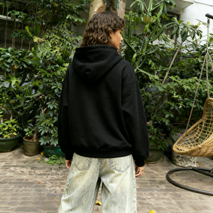 TKAN474 Vente en gros de sweat-shirts à capuche surdimensionnés à fermeture éclair intégrale, poids lourd, 420 g/m², logo personnalisé, coton lourd, 100 % molleton français, sweat-shirt pour femmes - Product Image 3