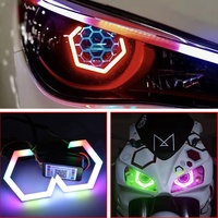 Nouvelles feux LED hexagonaux universels 12V pour voiture, anneaux halo colorés RGB avec clignotants dynamiques jaune ambre 70mm-90mm
