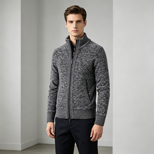 <span class=keywords><strong>Cardigan</strong></span> da Uomo in Maglia di Alta Qualità con Cerniera, ODM & OEM, Manica Lunga, Strutturato, Casual, <span class=keywords><strong>Grigio</strong></span>, per Autunno e Inverno, Vendita all'Ingrosso - Product Image 2