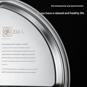 Piatto Diviso in Acciaio Inox 304 da 23cm, Vassoio Rotondo a 3 Scomparti per Controllo Porzioni, Piatto di Servizio per Adulti e Mensa - Product Image 3