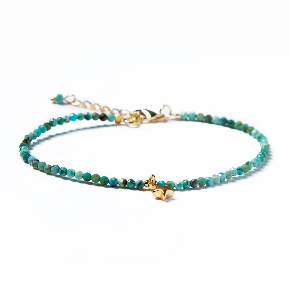 Bracelet en pierres précieuses naturelles de Turquoise pour femmes, bijoux énergétique, perles, breloques en forme d'étoile
