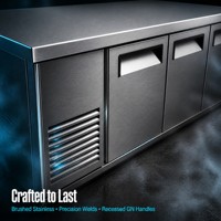 Table de préparation réfrigérée en acier inoxydable à double porte, dégivrage automatique, éclairage LED, contrôle numérique de la température