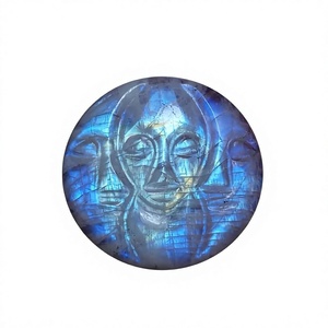 Natural <b>Rainbow</b> Moonstone Carved Face Cabochon Blue Flash for Jewelry Making Wholesale - Product Image 1