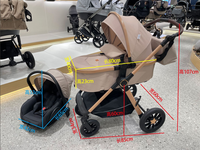 Poussette 3 en 1 de style européen 2026 New Born Pretty avec siège auto, poussette multifonctionnelle pliable pour bébé, 3 en 1