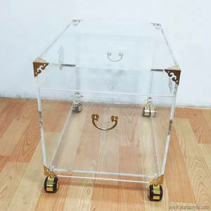 Coffre vintage en acrylique avec roulettes, meuble <span class=keywords><strong>de</strong></span> <span class=keywords><strong>rangement</strong></span> en acrylique, vitrine, coffre en lucite, table basse, boîte <span class=keywords><strong>de</strong></span> <span class=keywords><strong>rangement</strong></span> - Product Image 3