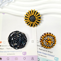 Kancing Akrilik Bulat Berhias Manik-manik Emas Jahitan Tangan untuk Hiasan Gaun Formal, Jas, Perlengkapan Kerajinan DIY