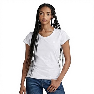 <b>Women's</b> <b>White</b> Regular Fit O-Neck <b>Short</b> <b>Sleeve</b> Cotton Jersey T-<b>Shirt</b> Casual Solid Color Breathable Knitted All Seasons - Product Image 3