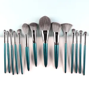 Anzini 14pcs Wooden Handle Makeup Brush Set Soft Synthetic Fibre Factory Direct High Quality Makeup Brush Set for Make up