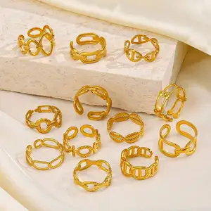 Joyas De Acero Edelstahl Breitband Schmuck Geschenk ringe 18 Karat vergoldete Öffnung verstellbare Ringe für Frauen