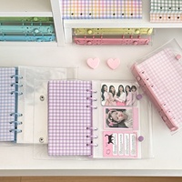 Carnet à feuilles mobiles transparent en PVC, style coréen, inspiré d'Instagram, format A6, couverture à double boucle, reliure 6 trous, couleurs bonbon