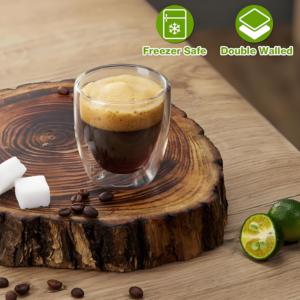 Verres réutilisables isolés écologiques Tasses et tasses à café à cappuccino de 250ml en <span class=keywords><strong>verre</strong></span> transparent à double paroi de 8oz bon marché - Product Image 5