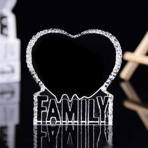 Marco de Fotos Personalizado al por Mayor para Aniversario de Bodas, Marco de Fotos de Cristal <span class=keywords><strong>en</strong></span> Blanco con Láser 3D para Regalo Familiar - Product Image 1