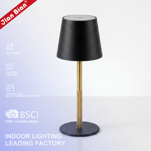 Premium Rechargeable Luxury Home Decor Touch Heavyweight Solid Brass & Aluminum LED Restaurant Light Hotel Cordless Table Lamp