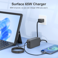 Adaptateur de chargeur rapide 65W pour Microsoft Surface Pro 4/5/6/7/7+/8/9 15V 4A 5V 1A Port USB-A Indicateur LED Qualité supérieure en vente