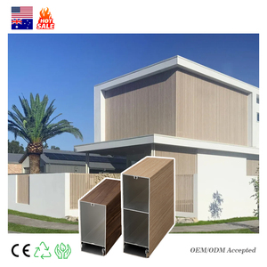 Panneau de façade horizontal extérieur personnalisé en aluminium à grain de <span class=keywords><strong>bois</strong></span> avec moustiquaire Système de revêtement mural extérieur étanche - Product Image 3