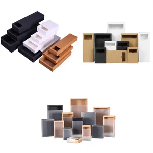 사용자 정의 로고 선물 상자 포장 크래프트 종이 투명 PVC 슬리브 창 슬라이딩 크래프트 투명 뚜껑 서랍 상자