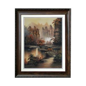 لوحة فنية يدوية الصنع من Zhangjiajie Avatar لمشهد القرية ، لوحة فنية من الحجر الرملي مع قماش لديكور المنزل والأعمال الفنية الزخرفة - Product Image 1