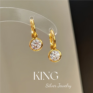 Joyería King Silver, conjunto de collar y aretes de plata de ley S925 chapados en oro, para uso diario, unisex, joyería fina. - Product Image 3