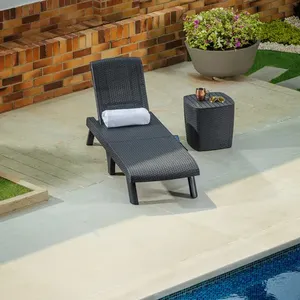 Camastro Pieghevole Portatile Effetto Rattan Colore Grigio - Product Image 4