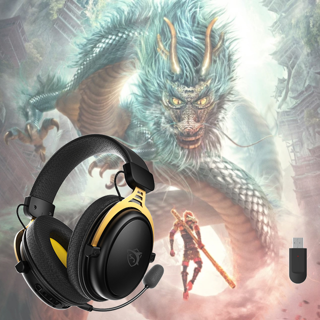 Wukong Black Myth Gaming Headset 2.4G +BT Dual Mode Wukong Gaming Headphone Over Ear Surround Sound for PS5 Xbox PC Desk Gaming
