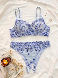 Chuangerm Spot 2025, Conjunto de Lencería Sexy con Bordado Floral Francés para Mujer, Otoño, Multicolor, Intimo Sexy Donna - Product Image 2