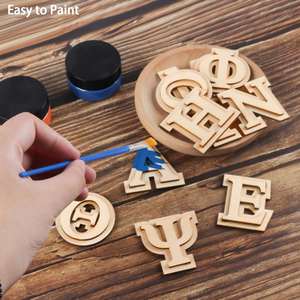 Letras Griegas de Madera de Doble Capa, sin Acabado, Pintables, de 0.19 Pulgadas de Grosor, Nuevo Diseño en Oferta - Product Image 1