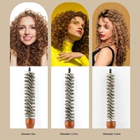 Peigne à rouleaux en bois pour coiffure, avec queue pointue pour la séparation des mèches, manche en bambou, brosse à boucler